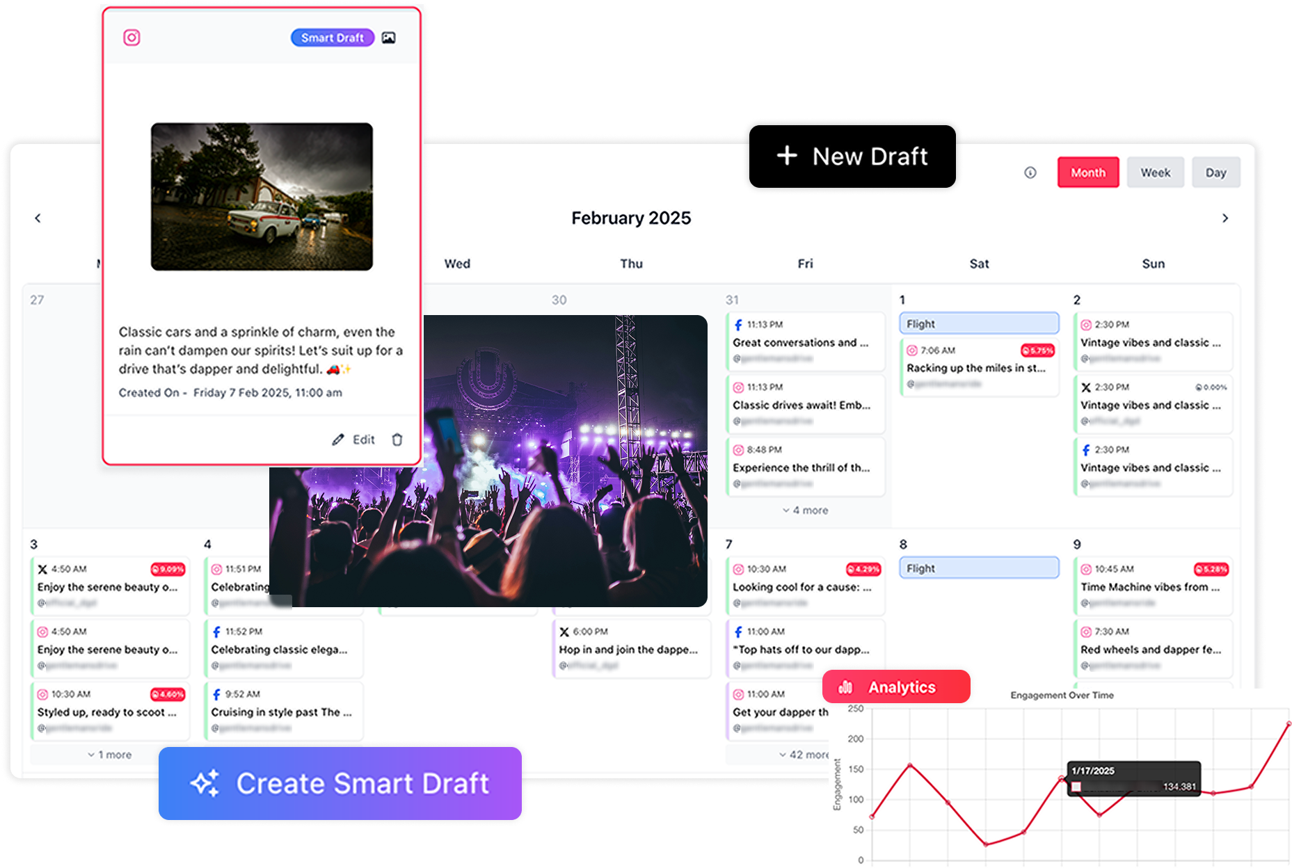 Social media scheduling dashboard